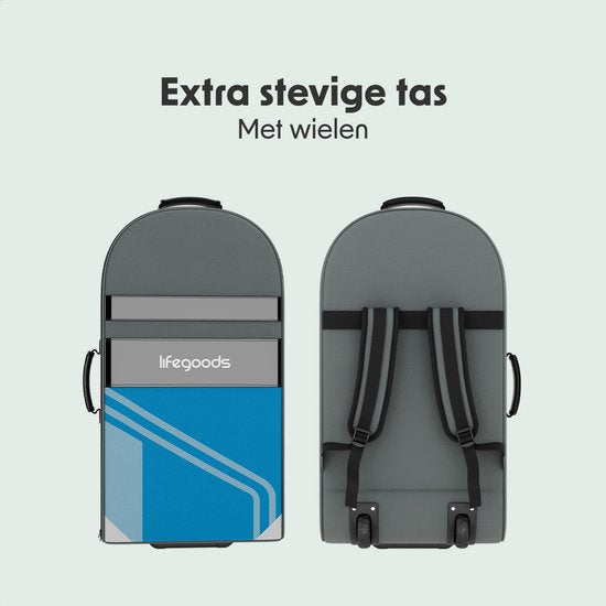 LifeGoods SUP Board Tandem - 2 Personen - 220 KG Draagkracht - 381 x 86 cm - Opblaasbaar - Compleet Sup pakket - Sky Blue