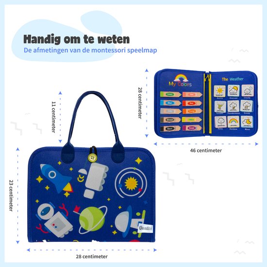 MontiPlay® Montessori Speelgoed - Sensorisch Speelgoed - Activiteitenbord - Busy Board - Montessori activiteitenboek voor thuis - Educatief - Sensomotorisch Speelgoed - Blauw