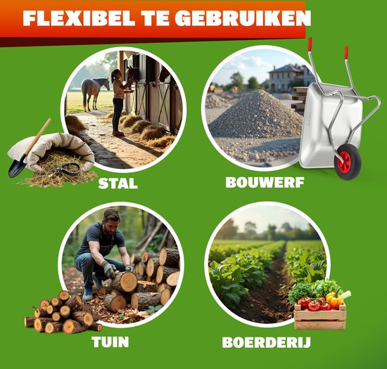 Gardebruk Kruiwagen 80 liter – Belastbaarheid 100 kg - Zilver