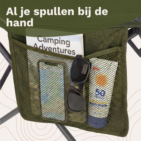 TRVLMORE Campingstoelen XXL - Opvouwbaar - 2-Pack - 160KG Draagvermogen - Incl. Draagtas - Klapstoel - Visstoel - Kampeerstoel - Vouwstoel - Groen