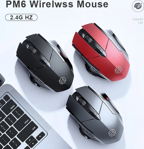 Techvavo® Draadloze Muis Laptop - Computermuis - Oplaadbare Muis - LED Verlichting - Stille Draadloze Muis - Geschikt voor Gaming - Zwart