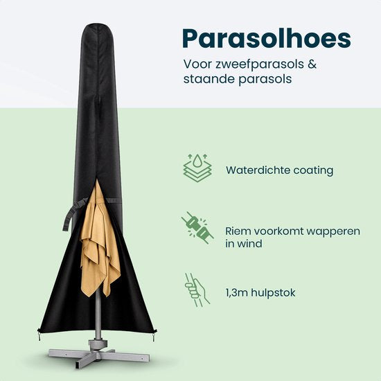 Parasolhoes voor Zweefparasol & Staande Parasol - Tot 400cm - Beschermhoes Waterdicht - Oxford 420D - Incl. Montagehulp