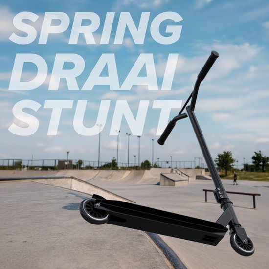 LifeGoods Stuntstep Fly X - 6+ Jaar - Step voor Kinderen - Jongens/Meisjes - 100mm - 100KG - Zwart/Wit