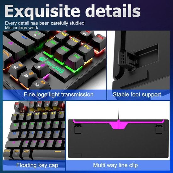 K2 RGB mechanisch gaming toetsenbord - Geschikt voor Windows/Mac - blue switch