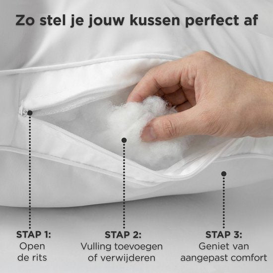 CozySense® Hoofdkussen - Set van 2 - 50x70 CM - Verkoelend Slaapkussen - Aanpasbaar Kussen met Extra Vulling - Pillow voor Zij-, Buik- en Rugslapers