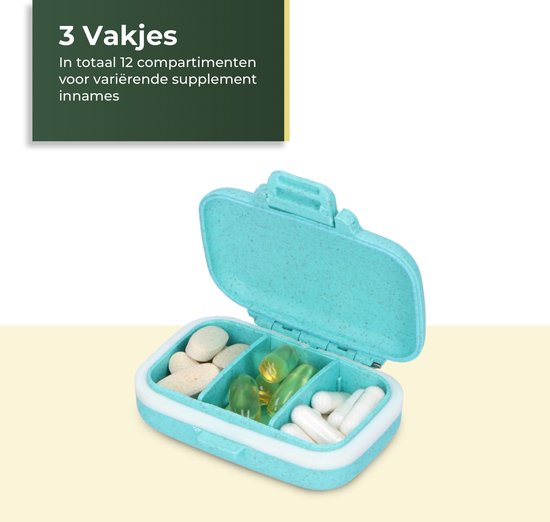 Gandria Pillendoosjes Set van 4 – Bio-Graanvezel – Waterbestendig – 12 Compartimenten