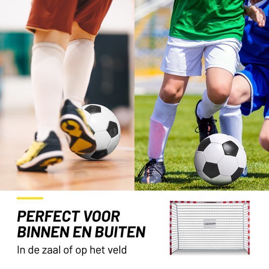 Dunlop Voetbaldoel - Inclusief 7 Grondhaken - Metaal - 300 x 200 x 110 cm - Wit/ Rood