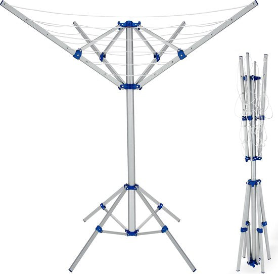 Monzana Aluminium Droogmolen - 4 Armen 168x82x78cm - Zilver