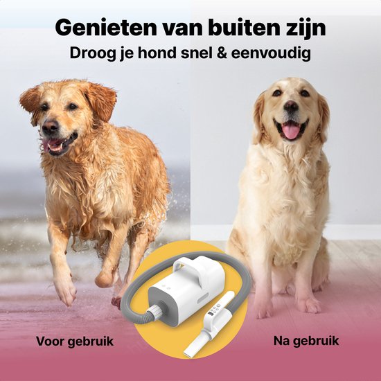 Jake and Jacky Professionele Hondenföhn - Waterblazer voor Hond - met 4 Opzetstukken - Honden Droger - Stil Design