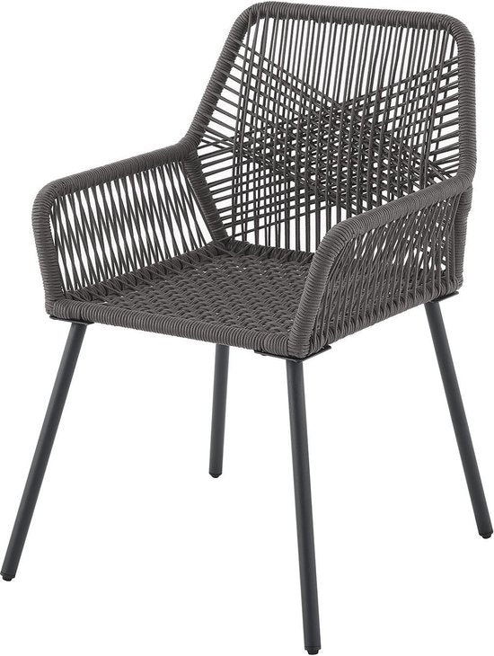 Juskys – Kastos Tuinstoelen – Set Van 2 – 61 x 57 x 86 cm – Inclusief Zitkussens En Belastbaar Tot 150 kg – Voor Balkon En Terras – Grijs Polypropyleen En Staal