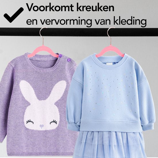Brixy 50 Kinder Kledinghangers - Roze - Kleerhanger - Fluweel - Broeklat