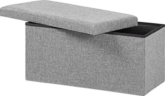 Casaria Opbergbank – 80x40x40cm Opvouwbaar Kunstleer 100L - Grijs