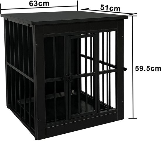 Hondenbench - hondenhok - bench voor puppies en kleine honden - hondenkooi - voor binnen - inclusief hygiënische bak voor in het hok - 63 cm x 51 cm x 59 cm.