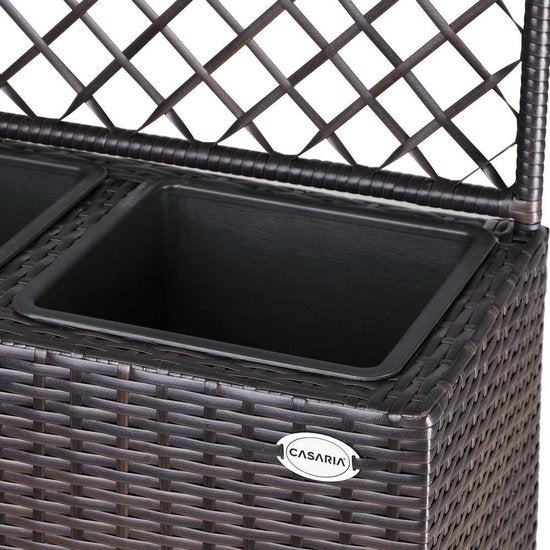Casaria Polyrattan Bloembak – 3 Bakken/Klimophek - Bruin