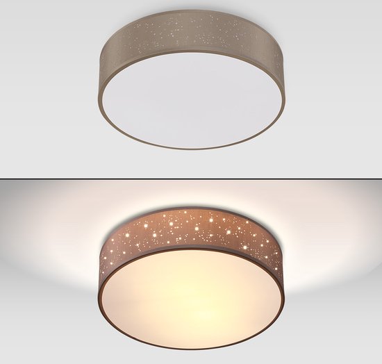 Monzana Plafondlamp - Sterrenhemel Rond 30cm 40 Watt Stof - Taupe