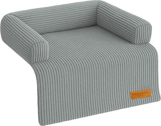 By Cee Cee – Hondendeken Voor Bank – 90 x 90 x 16 cm – Voorzien Van Volledig Afritsbare Hoes En Opstaande Randen – Voor Meubelbescherming – Donkergrijs Ribstof