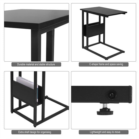 Salontafel - Bijzettafel - Bijzettafel - Loungetafel - Woonkamertafel - Accenttafel - Zwart - 55x36x59.5cm