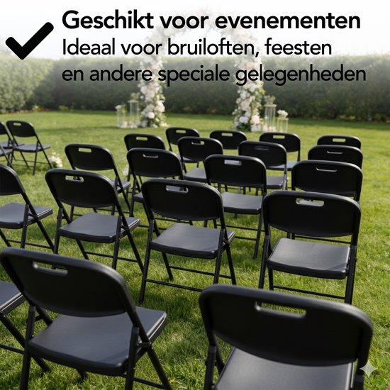 Brixy Klapstoelen – Set van 4 - Vouwstoelenset - Zware Kwaliteit - Weersbestending - Opvouwbare Stoelen - 47 x 54 x 87 CM – Zwart