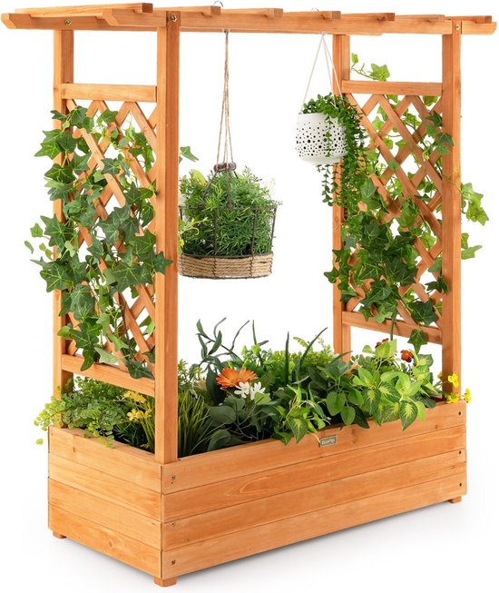 Coast Verhoogd Plantenbed – Met Trellis & Dak – 100 x 44 x 113,5 cm - oranje