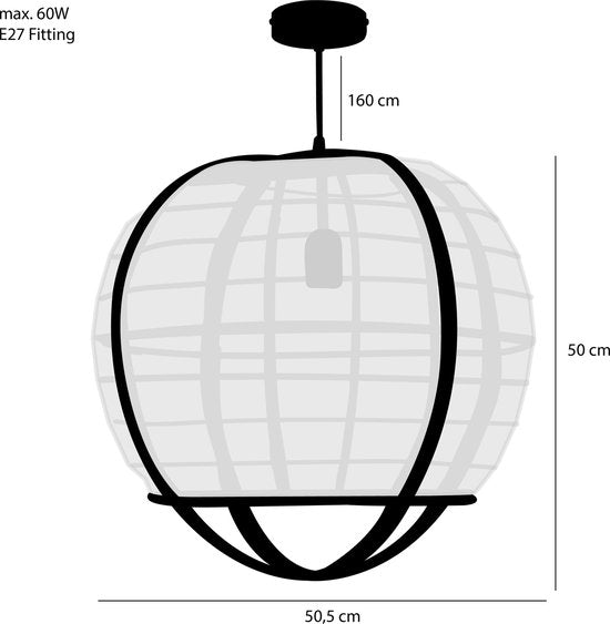 Mica Decorations Pella Hanglamp - H50 x Ø51 cm - Linnen - Off-white