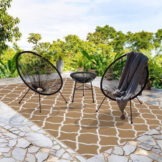 LifeGoods Acapulco Bistroset - 3-Delig - Tuinset met Bijzettafel - Zwart