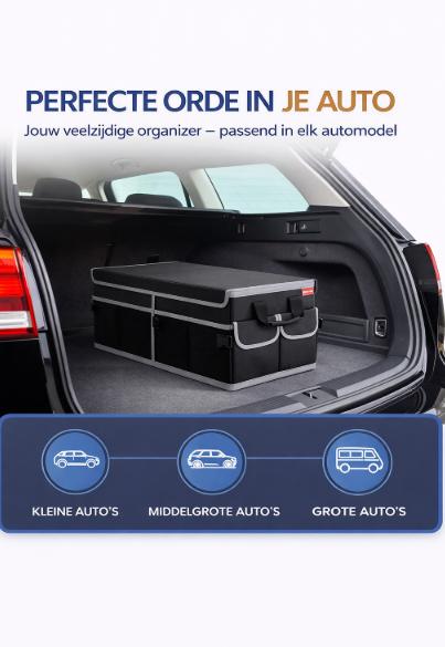 HELDENWERK Premium kofferbak organizer met deksel, stevig & antislip - Opvouwbare kofferbaktas, groot met dubbele bodem - Kofferbakbox, kofferbak organizer box