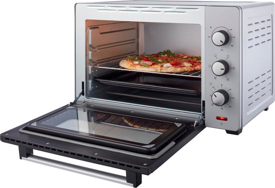 Tomado TEO4500S - Vrijstaande oven - 45 Liter - 2000 Watt - Hetelucht - 3 insteekniveau's - Zilver