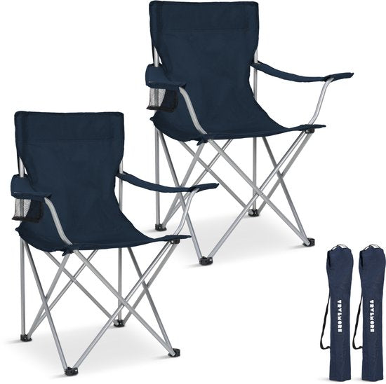 TRVLMORE Campingstoelen - Opvouwbaar - 2-Pack - 120KG Draagvermogen - Incl. Draagtas - Klapstoel - Visstoel - Kampeerstoel - Vouwstoel - Blauw