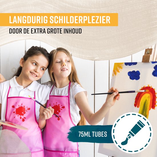 NAPI Acrylverf 12x75 ML - Grote Flessen - Inclusief Kleurencirkel - Voordeel Set - Hobbyverf - Schilderen Acryl Verf - 12 Kleuren