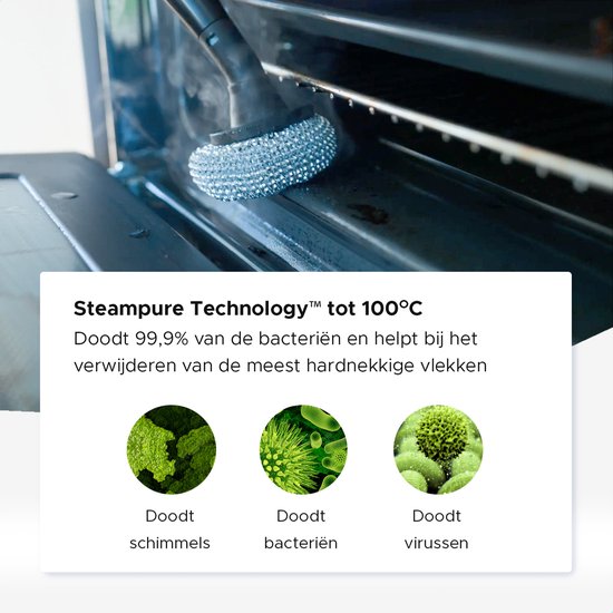Motionflow Tapijtreiniger PRO – Stoomfunctie tot 100°C – 1700W - Zwart - Incl Opzetstukken