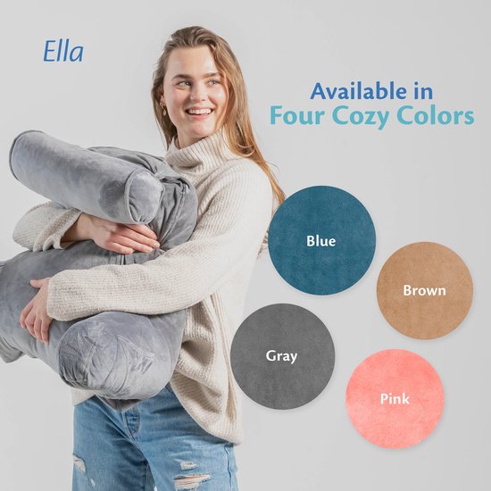 EL-Life Leeskussen met Nekrol - Relax Kussen - Onderrug Ondersteuning - Zitkussen - Fluweel Marineblauw
