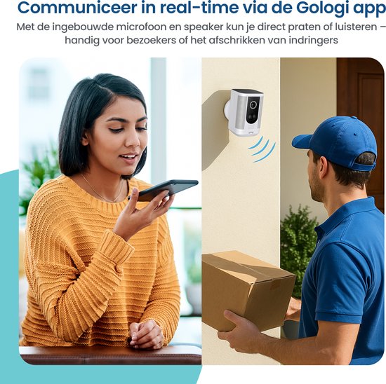 Gologi Solar Pro Beveiligingscamera voor buiten - 5200 mAh - Nightvision - Bewegingsdetectie - Bewakingscamera - Zonnepaneel - Draadloos - USB-C - WiFi en App - Wit