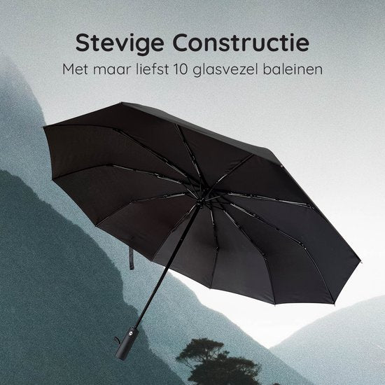 Volcan Stormparaplu Opvouwbaar - Stormparaplu's - Inklapbaar - Ø 110 cm - Windproof tot 100km p/u - Grote Paraplu - Automatisch - Zwart