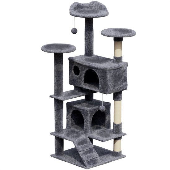Avalo Krabpaal Voor Katten Met 7 Niveaus - 137x50x50 CM - Donkergrijs - Krabpaal Voor Grote Katten