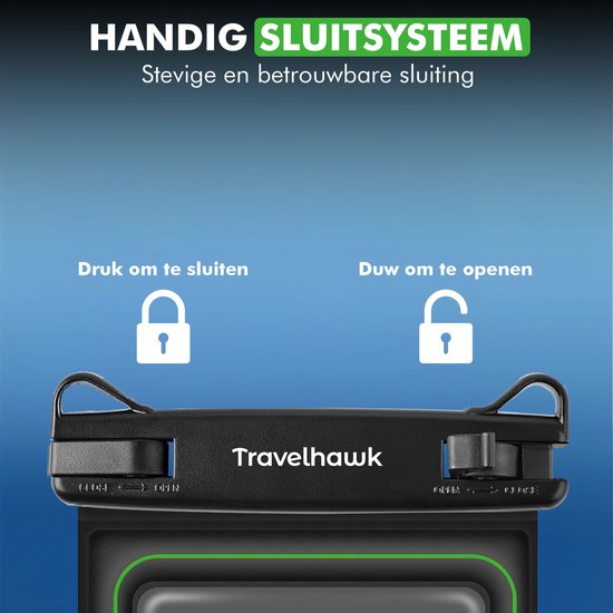 Travelhawk Waterdichte Telefoonhoesjes - Drybag Set van 2 stuks - Onderwater Hoesje - Waterdichte telefoonzakje - Geschikt voor alle Smartphones - Ook voor paspoort & betaalpassen - Doorzichtig - Water - Vakantie - Zwemmen - Telefoon - Waterdicht