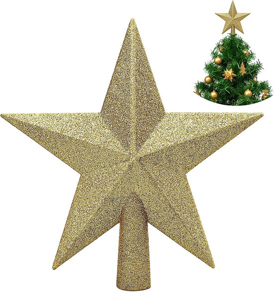 Roegaarden piek kerstboom - Kerstversiering - Goud - 20 CM