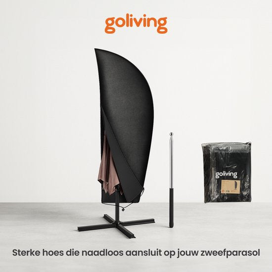 Goliving Parasolhoes voor Zweefparasol - 420D Oxford - Tot 400cm - Waterdicht - Met Telescopische Stok en Rits - Zwart