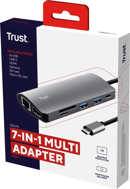Trust USB-hub – USB Splitter – USB Verdeelhub – USB Poorten Uitbreiding – Grijs