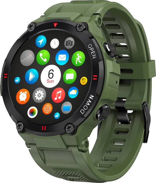 Nuvance Outdoor Smartwatch – IP67 Waterdicht – Sporthorloge – Stappenteller & Slaapmeter – Groen