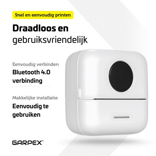 Garpex® Mini Printer – Pocket Fotoprinter – Draagbaar – Incl. Papier & Accessoires