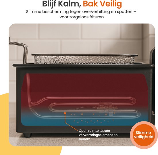 Goliving Frituurpan 3L - Friteuse - Glazen Kijkvenster - Tot 190°C - 2000W - RVS - Zwart