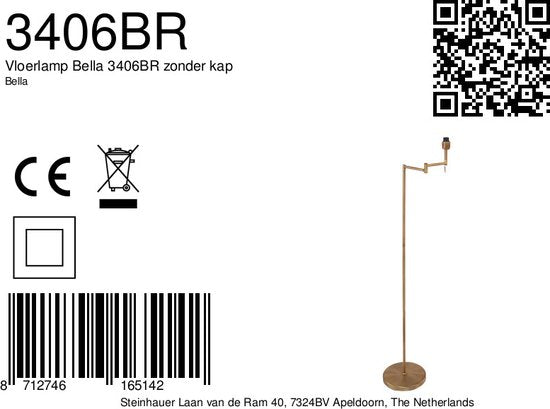 Mexlite vloerlamp Bella - brons - metaal - 45 cm - E27 fitting - 3406BR