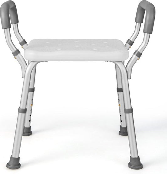 Coast Douchekruk – Hoogte Verstelbaar – Aluminium – Met Armleuningen & Antislip Rubberen Voeten – 59 x 43 x 54-67 cm