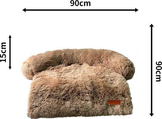 By Cee Cee Origineel Hondendeken Bank – Hondenkleed Bank - Hondenmand - Premium - Volledig Afritsbaar - Fluffy Mokka - Maat M – 90x90