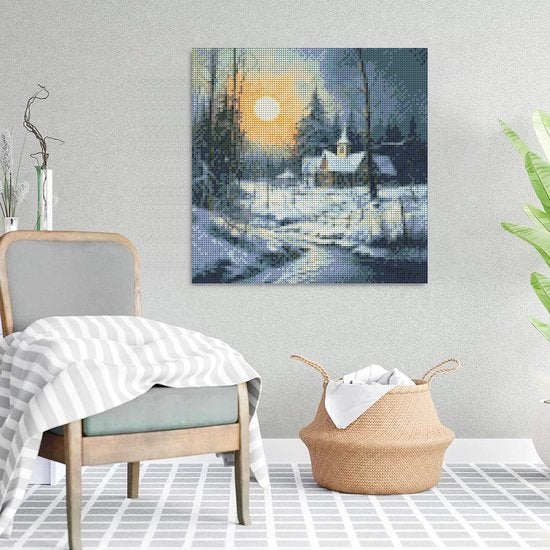 Rubye® Diamond Painting - Diamond Painting Volwassenen - Diamond Painting Kinderen - Diamond Painting Pakket Volledig - Wintershuis -30x30cm