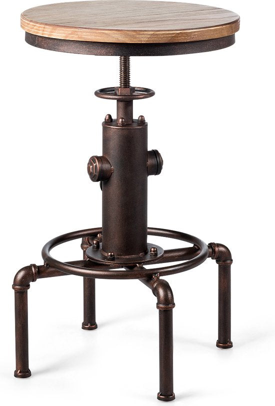 Coast Barkruk In Hoogte Verstelbare Bistro Kruk - 44 x 44 x 59,5 - 75 cm - Natuur + Brons