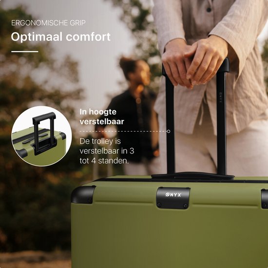 ONYX Hybrid Pro Handbagage Koffer 35 Liter - Gerecycled Polycarbonaat en Ritsloos Design - Reiskoffer met TSA slot en Spinner wielen - Lichtgewicht Trolley - Olive Green
