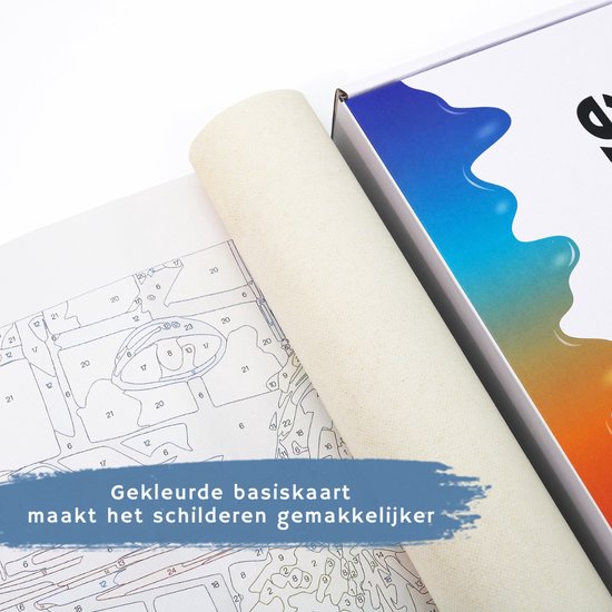 Rubye® Schilderen op Nummer Volwassenen - Schilderen op Nummer Kinderen - Skelet & Rozen – Inclusief Verf en Penselen – Canvas Schildersdoek - Kleuren op Nummer - 30x30cm