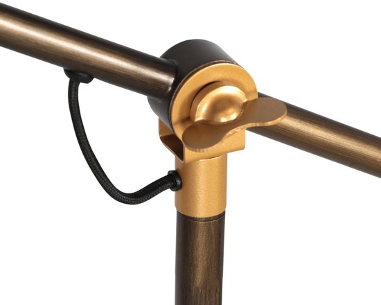 Bronzen vloerlamp Nove 1322BR met goudkleurige details E27 - Draaibaar en kantelbaar - Industrieel design - Mexlite - 190 cm snoer
