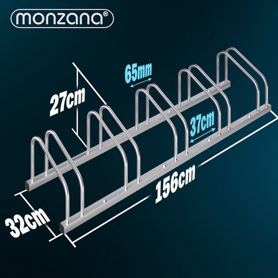 Monzana Fietsenrek 5 Fietsen - Bandbreedte 30-65mm - 37cm Wielafstand